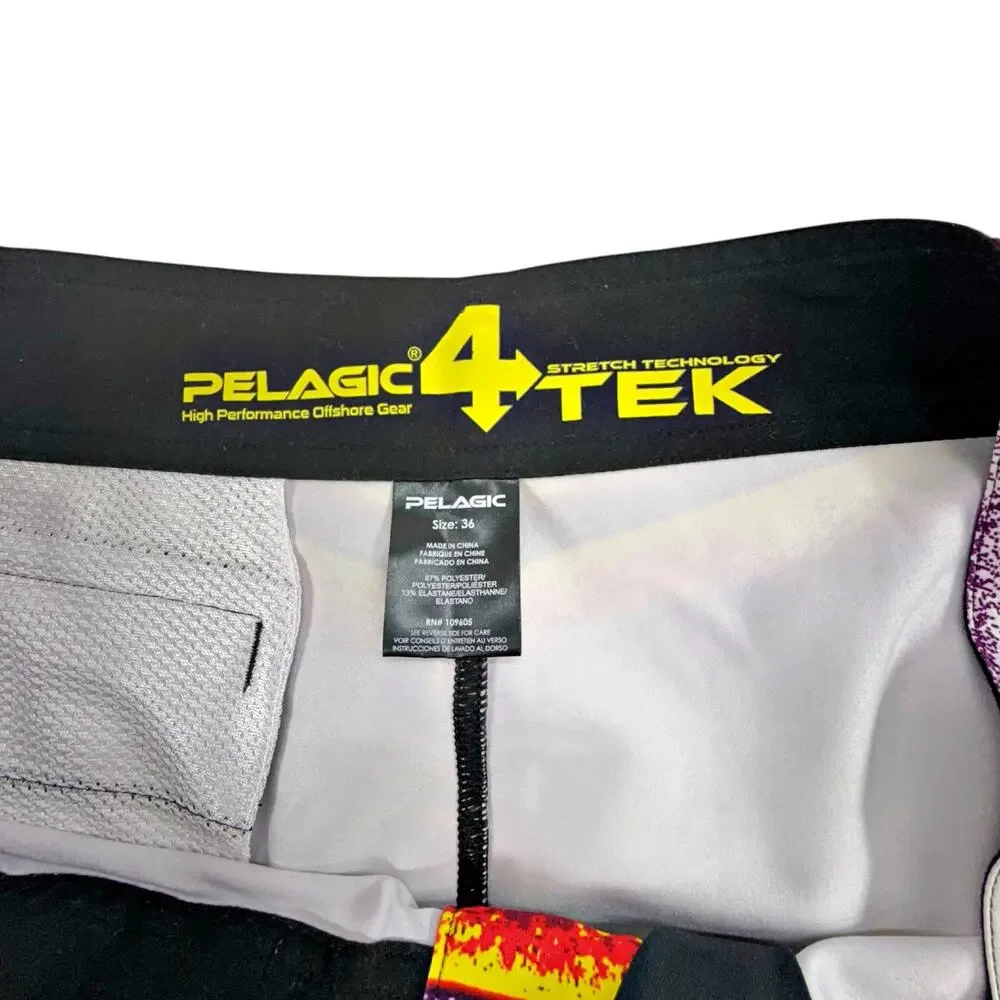 Pelagic Men 4 Stretch Tech Board Hybrid Swim Shorts Trunks Sz 36 Fishing Surfing